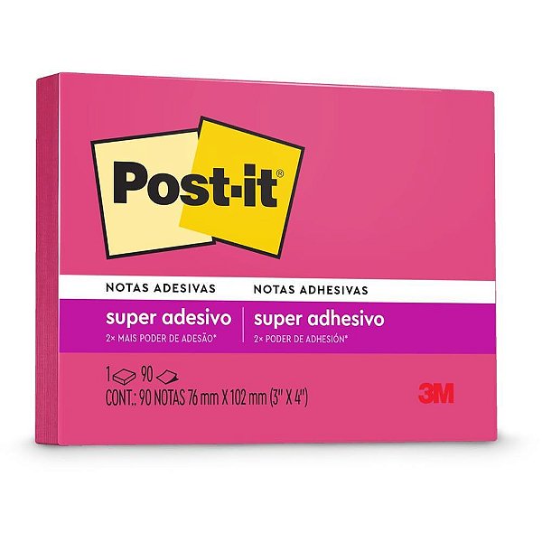 Bloco de Recado POST-IT 76X102MM Rosa 90FLS.