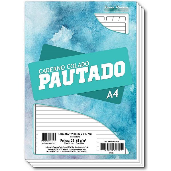 Bloco para Carta Branco Pautado A4 25FLS 63G Colado PCT.C/10
