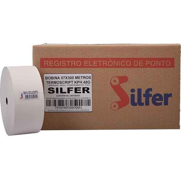 Bobina Termica Relogio Ponto 57MMX300M Branca 48G. CX.C/06