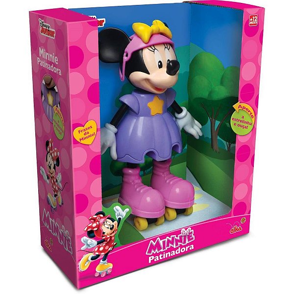Boneca com Mecanismo Minnie Patinadora 25CM.