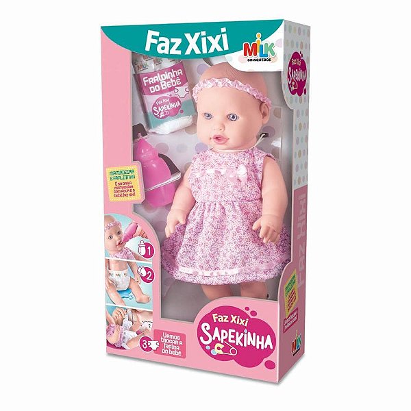 Boneca com Mecanismo Sapekinha FAZ Xixi 34CM.