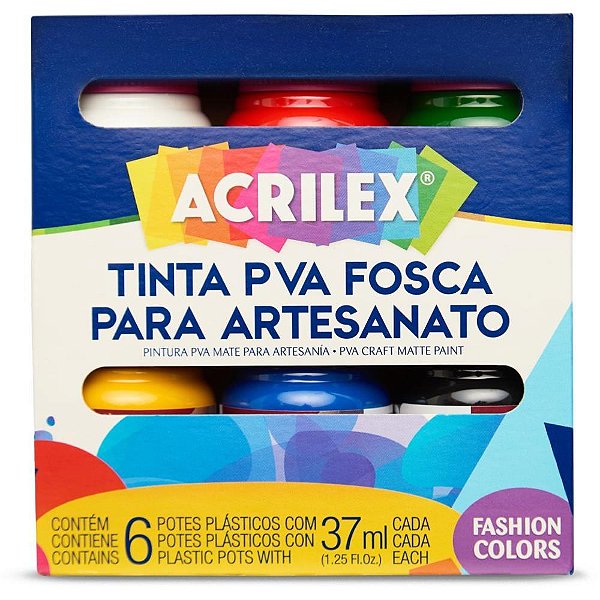 Tinta PVA Fosca Estojo C/6 Cores 37ML PCT.C/04