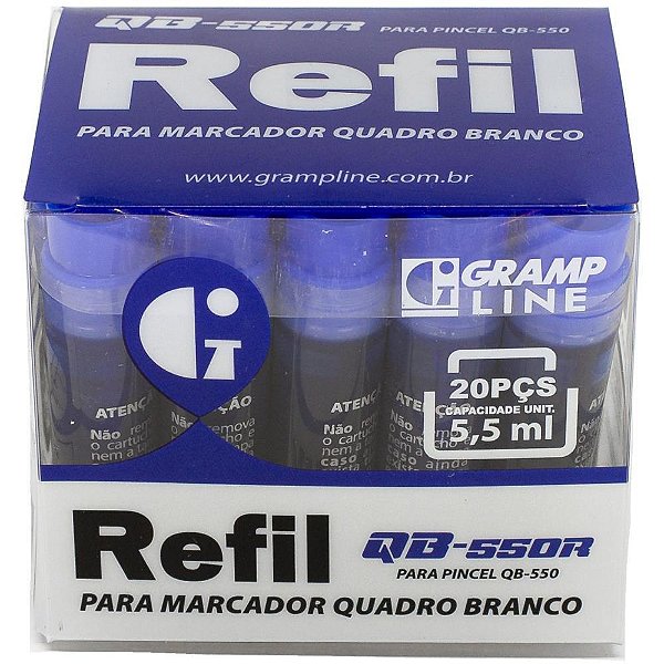 Tinta Marcador Quadro Branco Reabastecedor QB-550R 5,5ML AZ DP.C/20