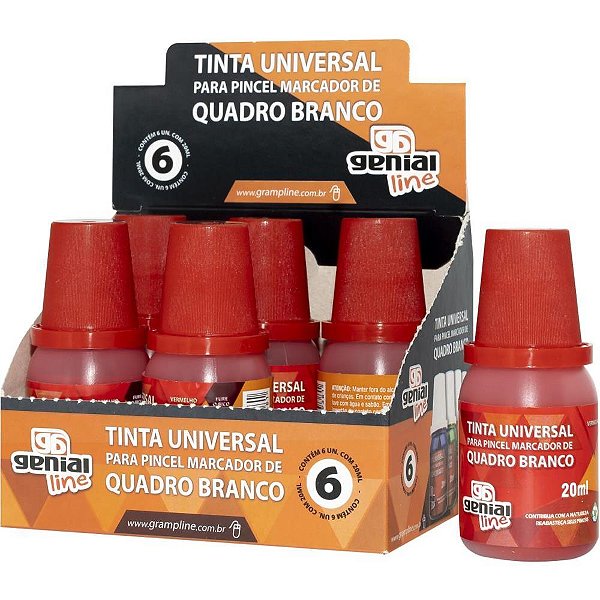 Tinta Marcador Quadro Branco Reabastecedor Genial 20ML VERM CX.C/06