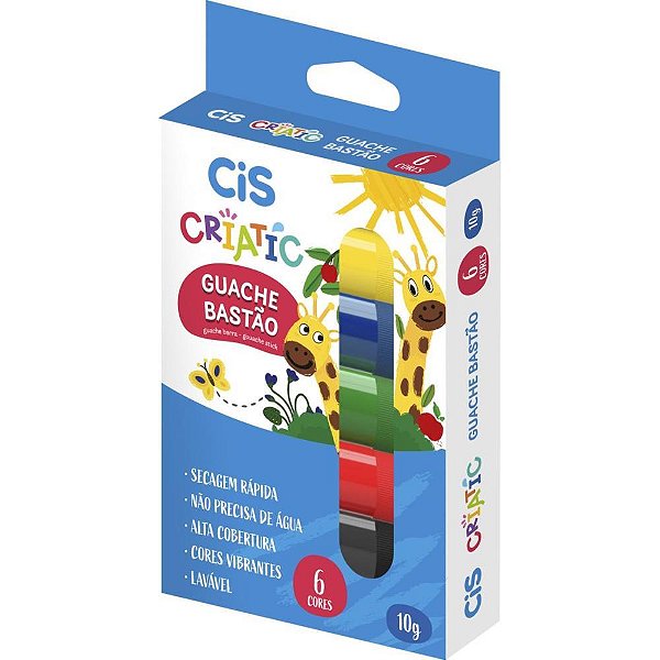 Tinta Guache CIS Criatic Bastao 6 Cores Estojo