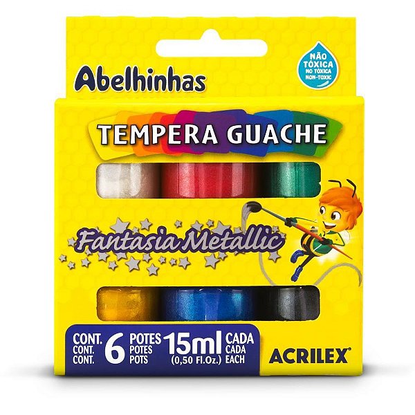 Tinta Guache 015ML 06 Cores Fantasia Metallic PCT.C/06