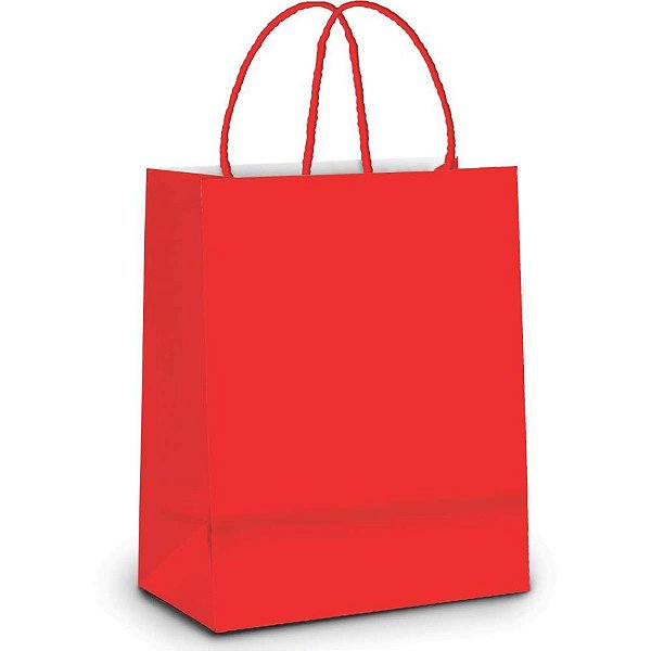 Sacola para Presente Lisa Vermelha M 26X19X9CM. PCT.C/10
