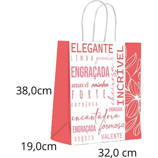 Sacola para Presente Decorada Virtudes G 32X38X19CM PCT.C/10