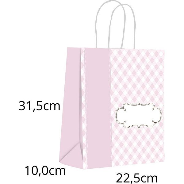 Sacola para Presente Decorada BABY Rosa M 22,5X31,5X10CM PCT.C/10