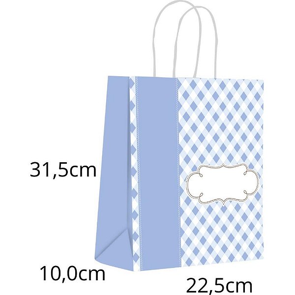 Sacola para Presente Decorada BABY Azul M 22,5X31,5X10CM PCT.C/10