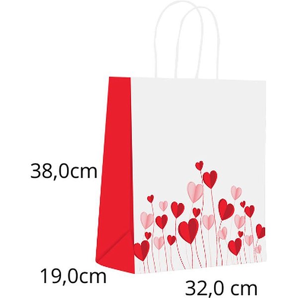 Sacola para Presente Decorada AMOR Origami G 32X38X19CM PCT.C/10