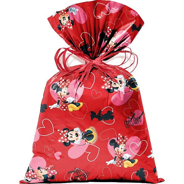 Saco Metalizado 25X37CM Minnie Love Perolado PCT.C/40