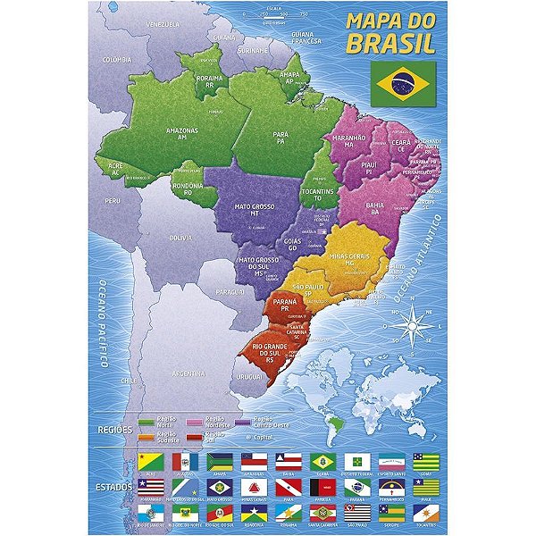 QUEBRA-CABECA Cartonado Mapa do Brasil 200 Pecas