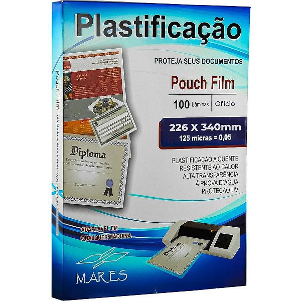 Plastico para Plastificacao Pouch FILM Oficio 226X340 0,05 CONJ/100