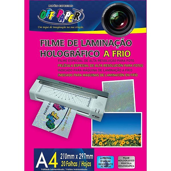 Plastico para Plastificacao Filme A4 Holog.laminacao Frio PCT.C/20