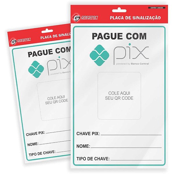 Placa de Sinalizacao Pague C/PIX 16X25CM. PCT.C/05