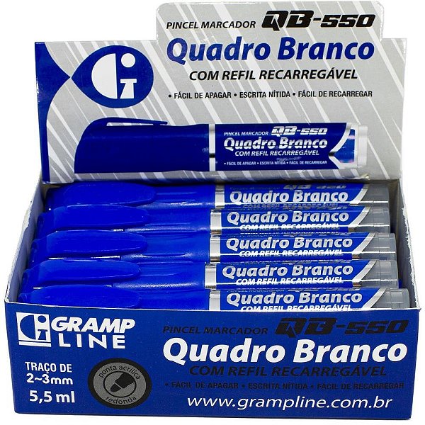 Pincel Quadro Branco QB550 Recarregavel Azul DP.C/10