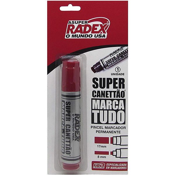 Pincel Marcador Permanente Super Canetao 17MM Vermelho Blister