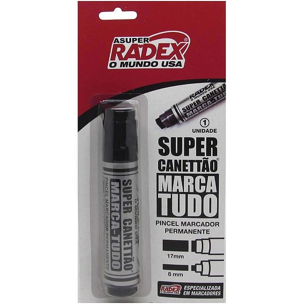 Pincel Marcador Permanente Super Canetao 17MM Preto Blister