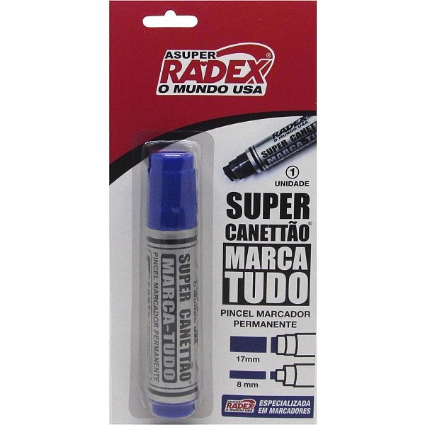 Pincel Marcador Permanente Super Canetao 17MM Azul Blister