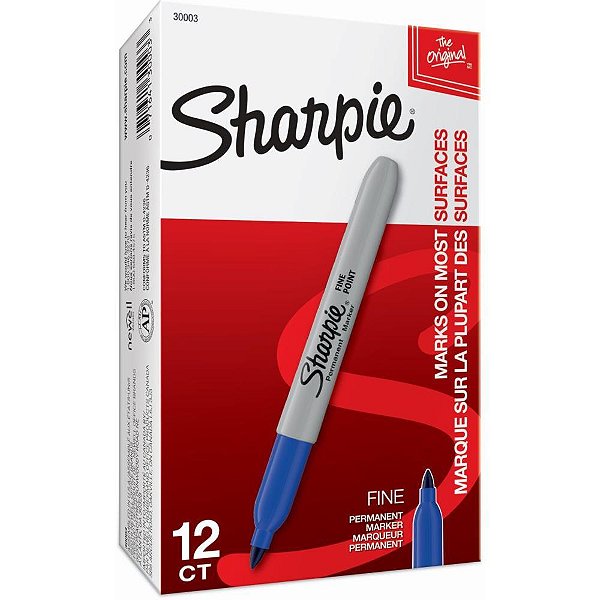Pincel Marcador Permanente Sharpie Fino Azul CX.C/12