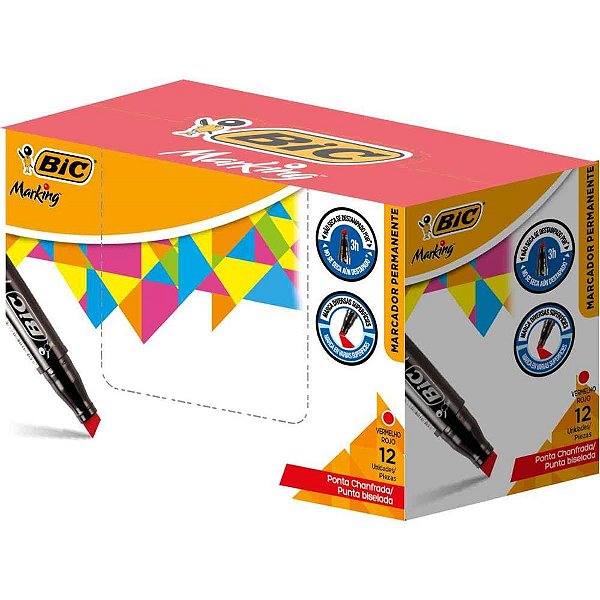 Pincel Marcador Permanente Marking Recarregavel Vermelho CX.C/12