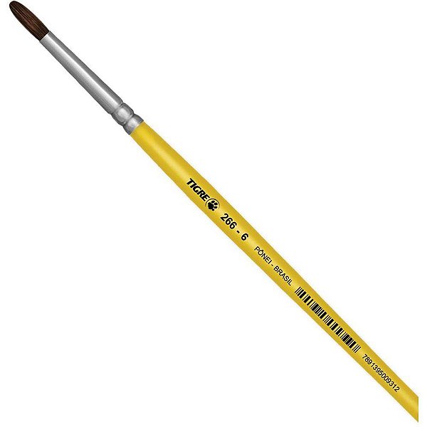 Pincel Escolar Redondo 266 N.06 Amarelo Duzia