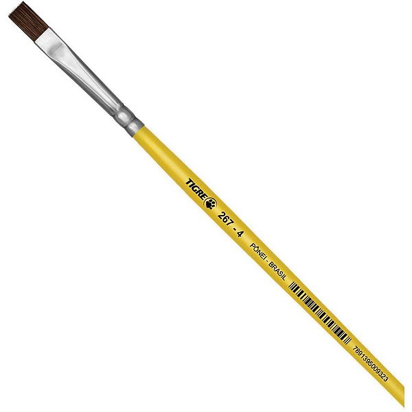 Pincel Escolar Chato 267 N.04 Amarelo Duzia