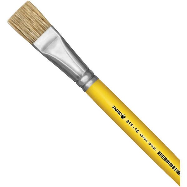 Pincel Artesanal Chato 815 N.16 Amarelo Duzia