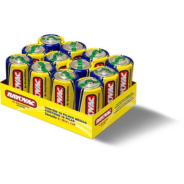 Pilha Zinco Media C com 12 Pilhas Bandeja