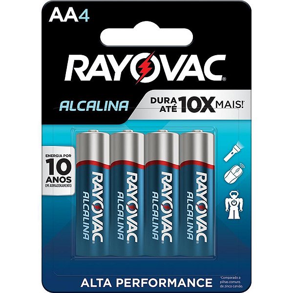 Pilha Alcalina Pequena AA 18 Blisters X 4 UN. Caixa