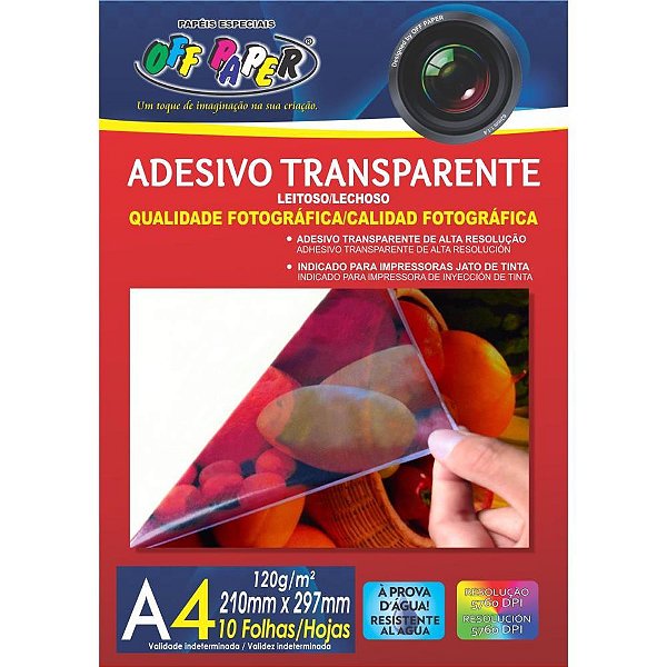Papel Fotografico INKJET A4 Transparente Adesivo 120G PCT.C/10