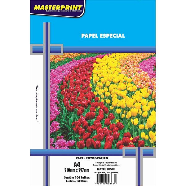 Papel Fotografico INKJET A4 Matte 108G PCT.C/100