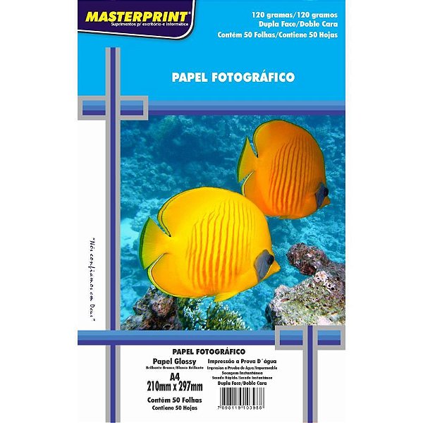 Papel Fotografico INKJET A4 GLOSSY Dupla Face 120G. PCT.C/50