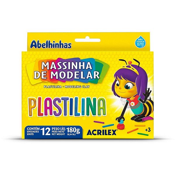 Massa para Modelar Plastilina C/12 Cores 180G PCT.C/12