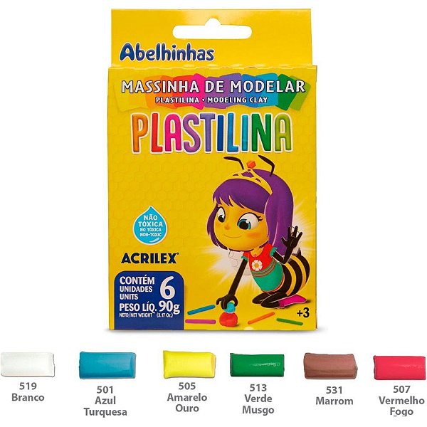 Massa para Modelar Plastilina C/06 Cores 90G PCT.C/12