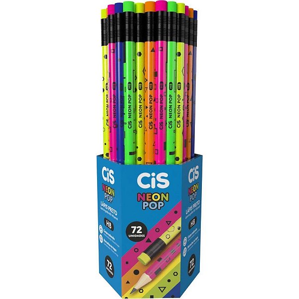 Lapis Preto Redondo CIS Neon POP HB 5 Cores POTE-72