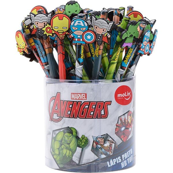 Lapis Preto Redondo Decorado THE Avengers TOP C/BORRACHA POTE-36