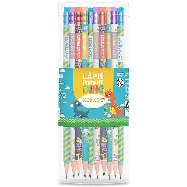 Lapis Preto Redondo Decorado Dino HB C/BORRACHA (S) POTE-72