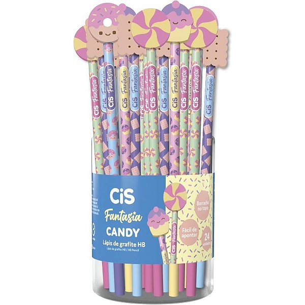 Lapis Preto Redondo Decorado CIS Borracha CANDY 4 MOD. (S) POTE-24