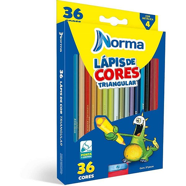 Lapis de COR Triangular Norma 36 Cores C/APONTADOR Estojo
