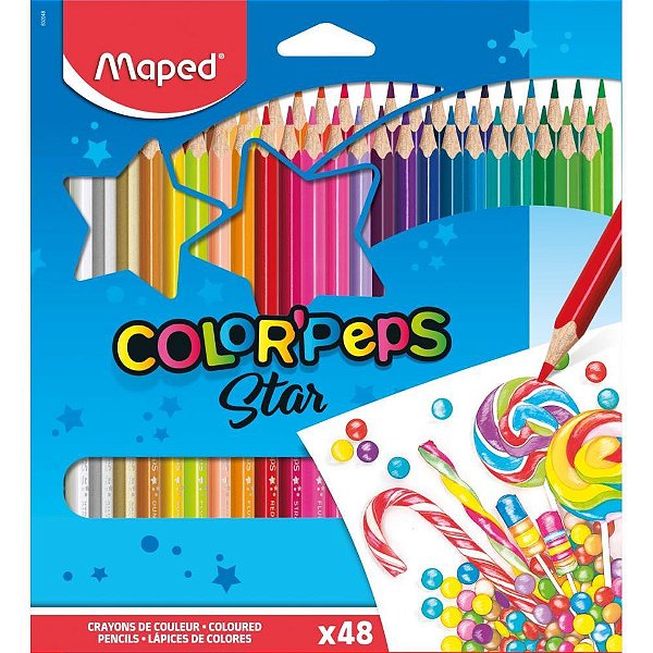 Lapis de COR Triangular Color PEPS 48 Cores Estojo