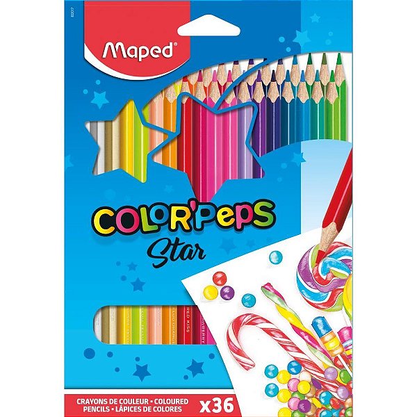 Lapis de COR Triangular Color PEPS 36 Cores Estojo