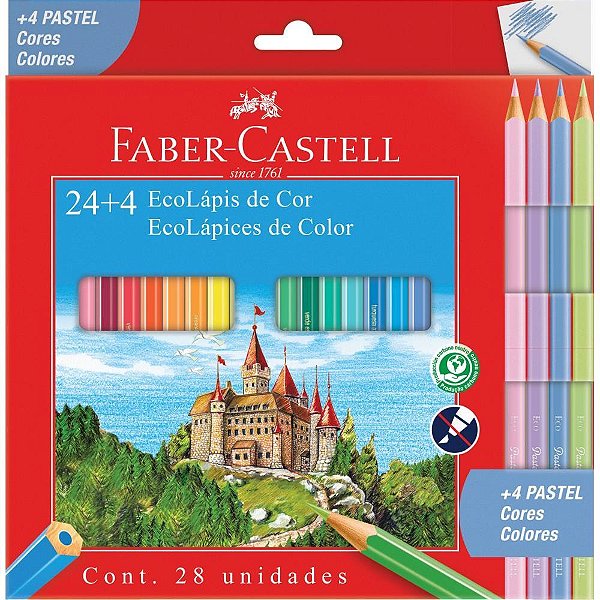 Lapis de COR Sextavado Ecolapis 24CORES + 4PASTEL PCT.C/06