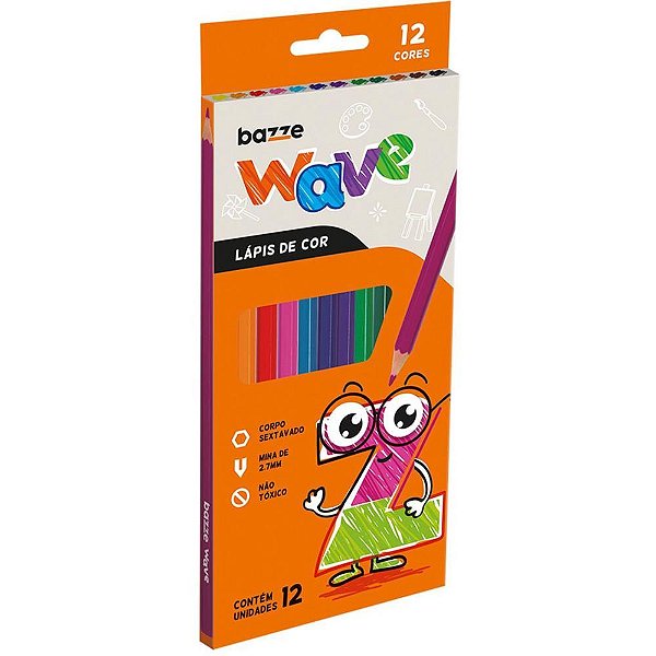 Lapis de COR Sextavado Bazze Wave 12 Cores PCT.C/12