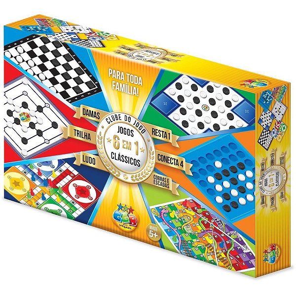 Jogo de Tabuleiro 6 em 1 Clube do Jogo (DAMA/TRI