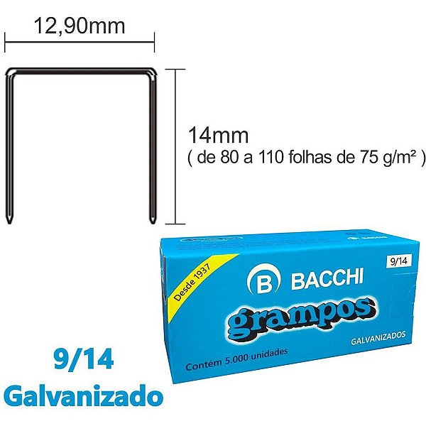 Grampo para Grampeador 9/14 Galvanizado 5000 Grampos Caixa