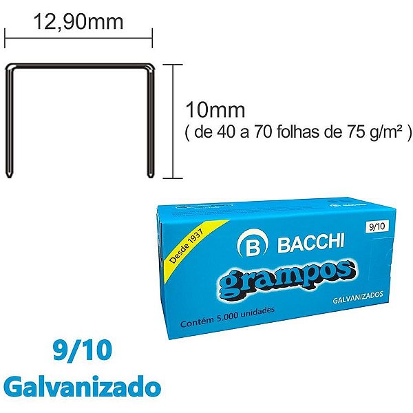 Grampo para Grampeador 9/10 Galvanizado 5000 Grampos Caixa