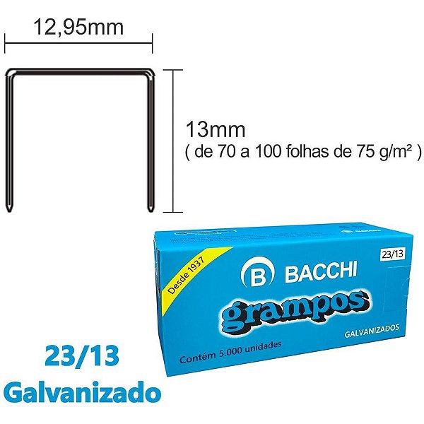Grampo para Grampeador 23/13 Galvanizado 5000 Grampos Caixa (7897849622158)