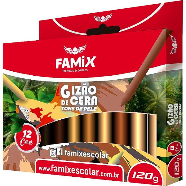 Giz de Cera Jumbo 12 Cores TONS de Pele RED.120G PCT.C/06